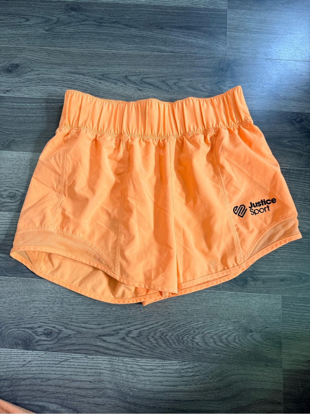 Justice Girls' Neon Orange Sport Shorts with Logo
